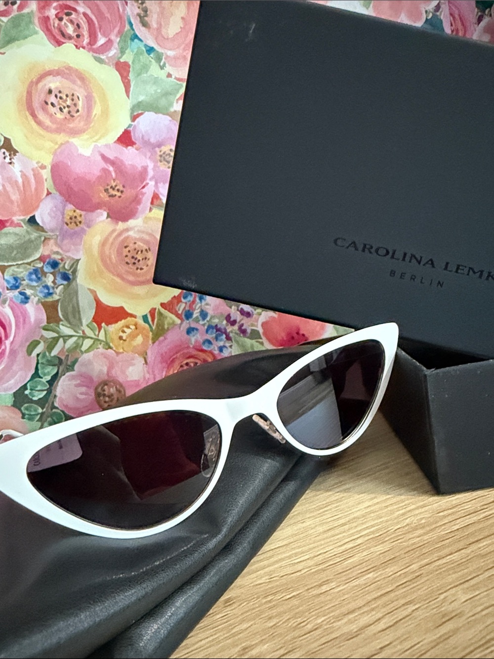 Carolina Lemke White Cat-Eye Sunglasses for Women